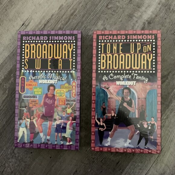 RICHARD SIMMONS Tone Up On Broadway Sweat Aerobic VHS Set of 2 NEW SEALED - Picture 1 of 6